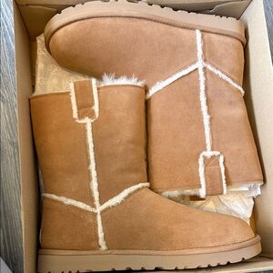 UGG Chestnut Suede Shearling Short Boots